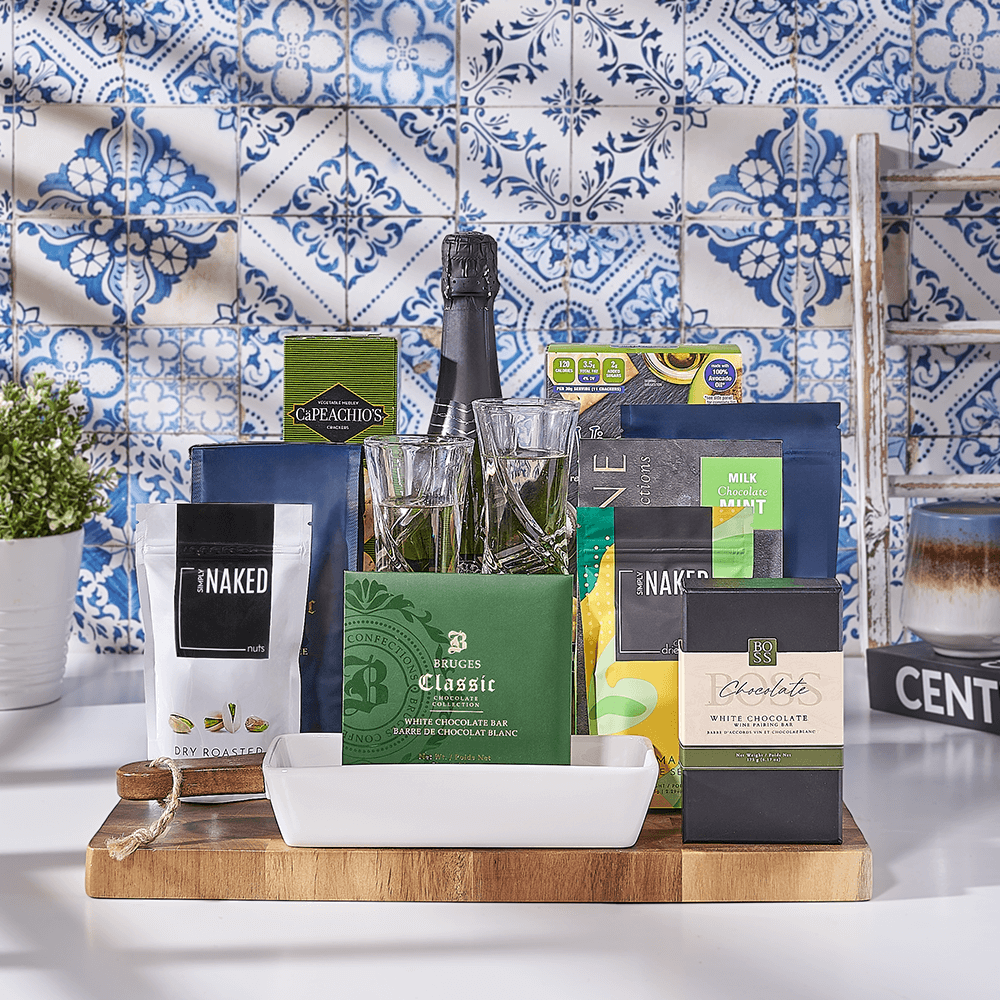 All A Board Champagne Gift Basket, champagne gift, champagne, sparkling wine gift, sparkling wine, kosher gift, kosher, USA delivery