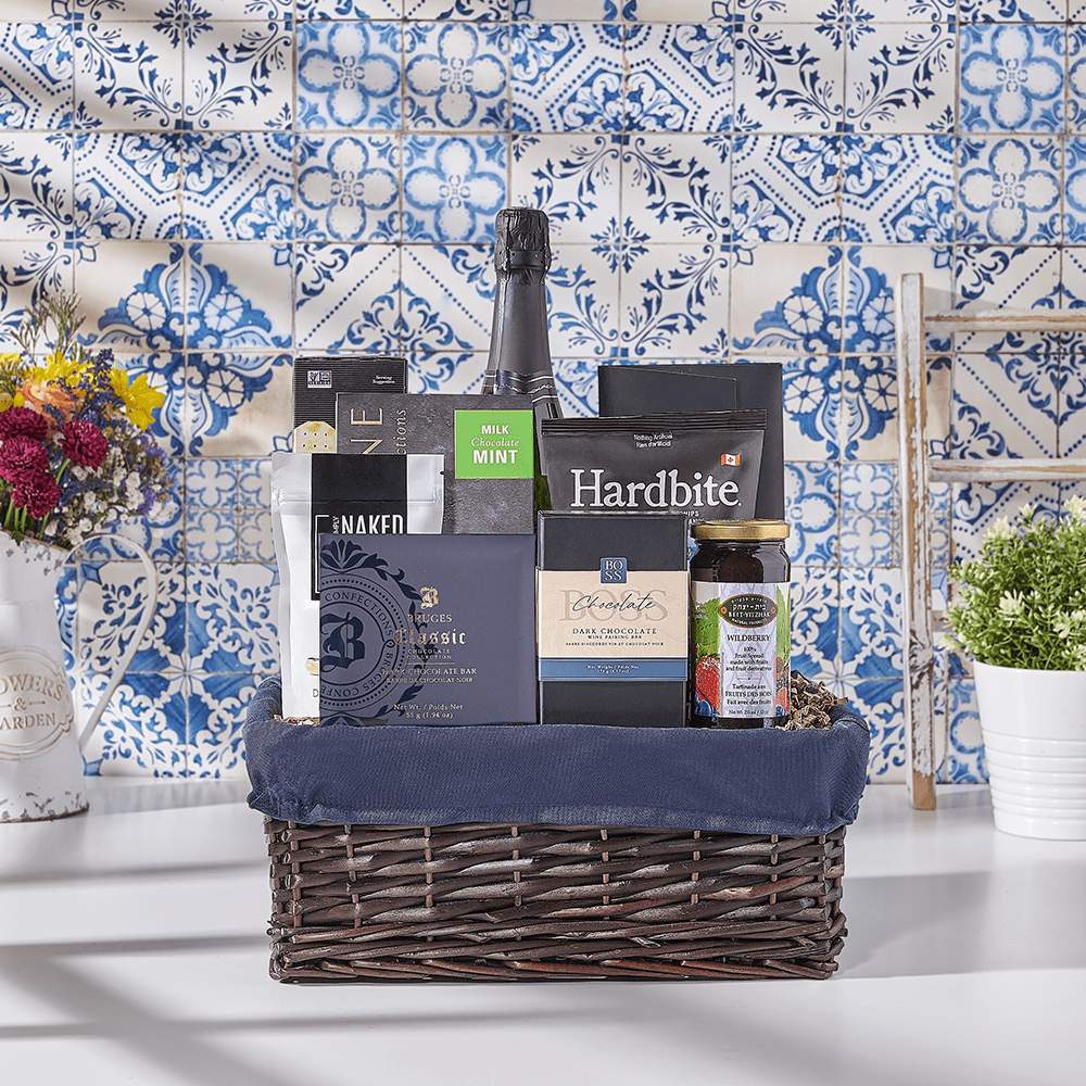 Bold In Blue Kosher Champagne Gift Basket, kosher champagne gift, kosher champagne, kosher gift, kosher, champagne gift, champagne, sparkling wine gift, sparkling wine, USA delivery