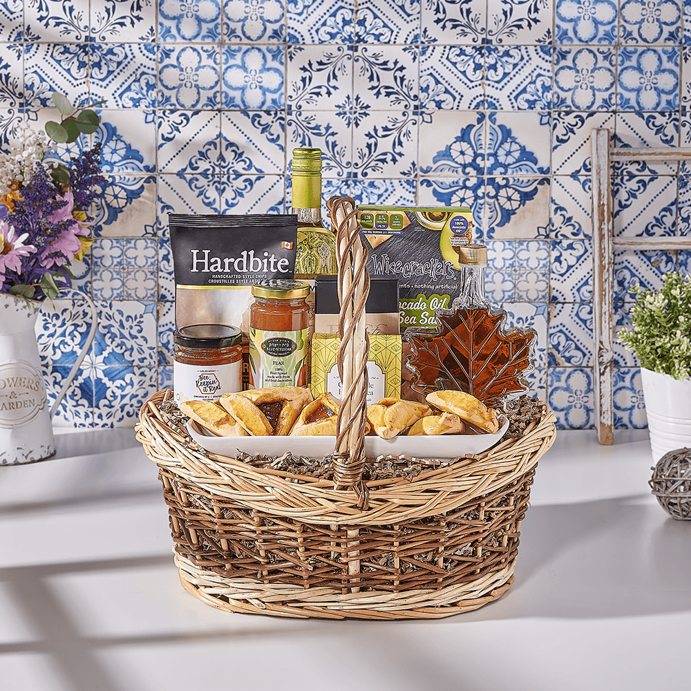 Classic Mishloach Manot, kosher wine gift, kosher wine, kosher gift, kosher, wine gift, wine, cookie gift, cookie, USA delivery