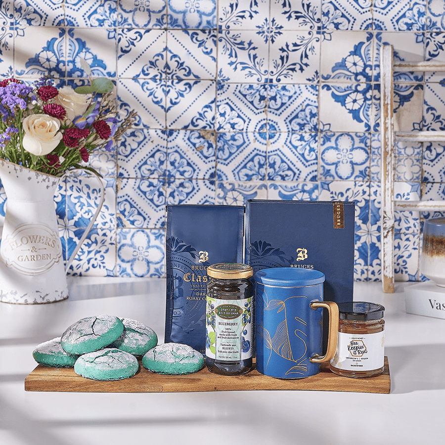 Coffee & Hanukkah Cookies Gift Basket, coffee gift, coffee, cookie gift, cookie, kosher gift, kosher, USA delivery