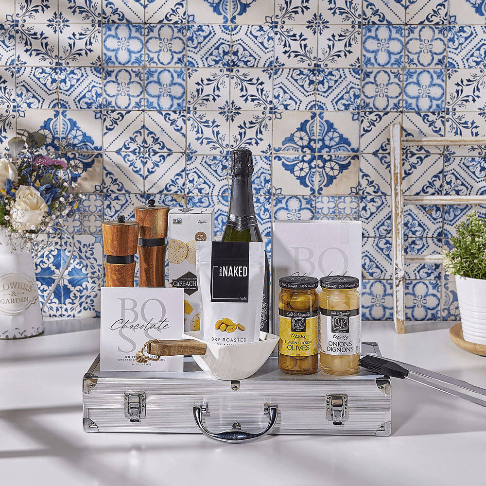 Kosher Champagne & Grilling Gift, kosher gift, kosher, sparkling wine gift, sparkling wine, champagne gift, champagne, grilling gift, grilling, bbq gift, bbq, USA delivery