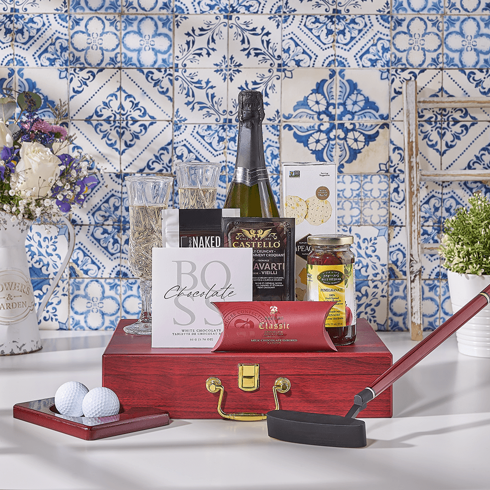 Kosher Champagne &amp; Putting Practice Set, kosher gift, kosher, champagne gift, champagne, sparkling wine gift, sparkling wine, USA delivery