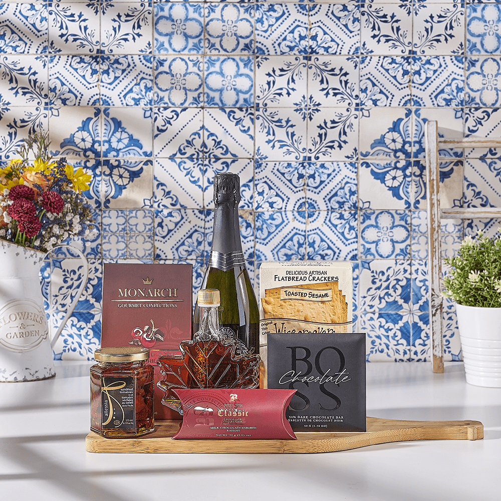 Kosher Champagne &amp; Snacks Gift Basket, kosher gift, kosher, kosher champagne gift, kosher champagne, sparkling wine gift, sparkling wine, USA delivery