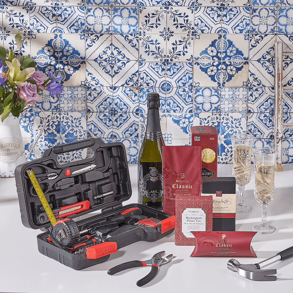 Kosher Champagne & Tool Set, kosher gift, kosher, champagne gift, champagne, sparkling wine gift, sparkling wine, tool set gift, tool set, USA delivery