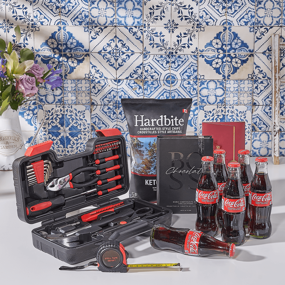 Kosher Snack &amp; Tool Gift Set, soda gift, soda, tool set gift, tool set, kosher gift, kosher, USA delivery 