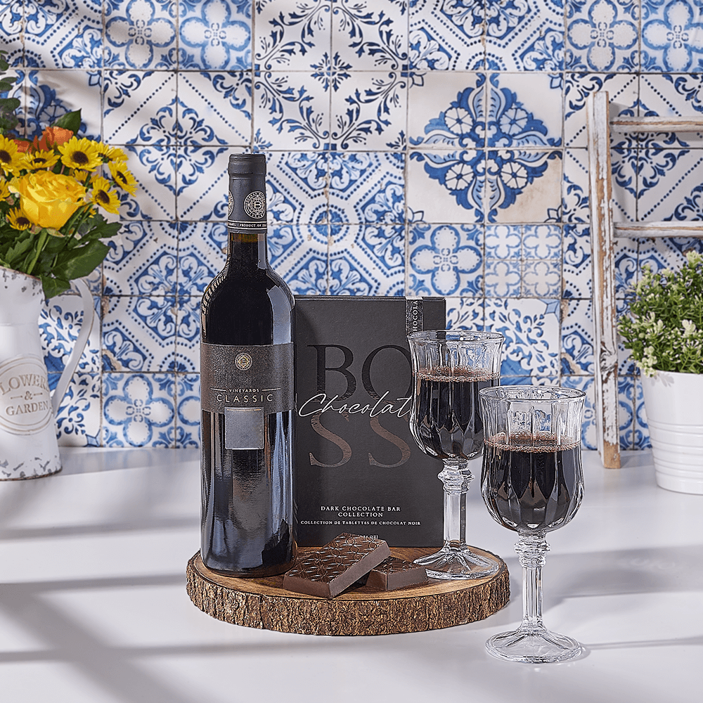 Kosher Wine & Chocolate Gift Set, kosher wine gift, kosher wine, wine gift, wine, kosher gift, kosher, chocolate gift, chocolate, USA delivery