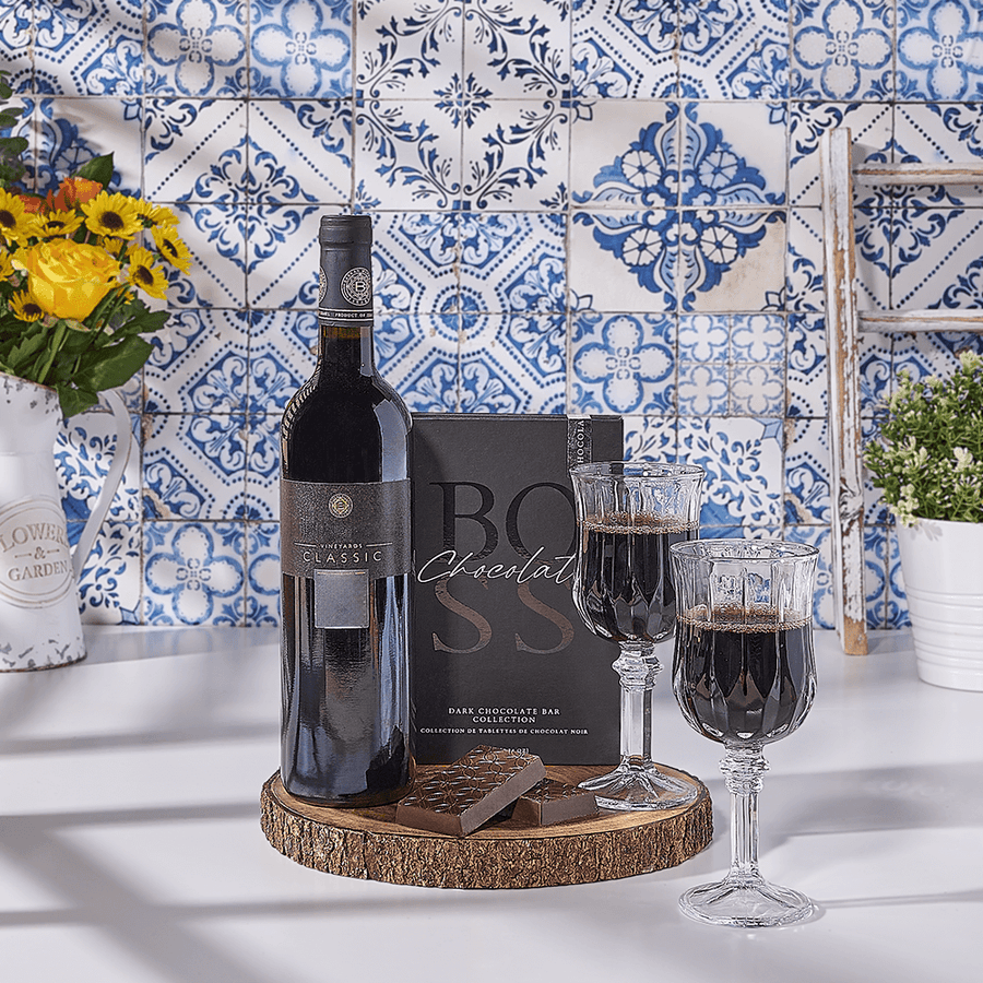 Kosher Wine & Chocolate Gift Set, kosher wine gift, kosher wine, wine gift, wine, kosher gift, kosher, chocolate gift, chocolate, USA delivery