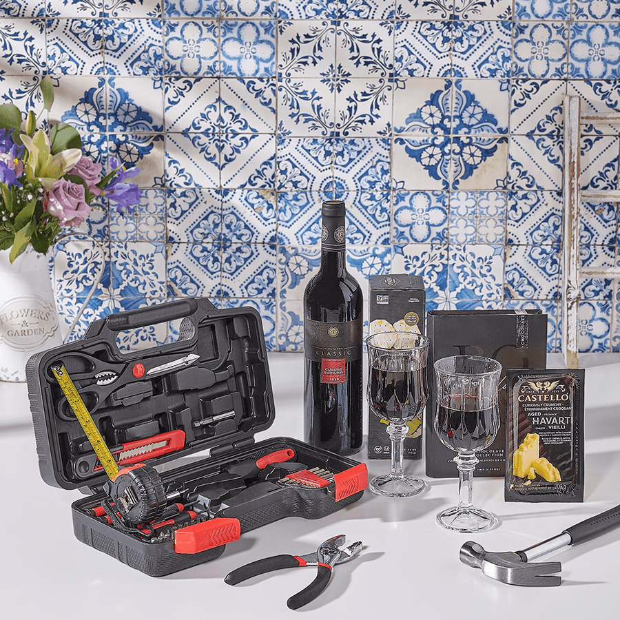 Kosher Wine & DIY Tool Set, kosher gift, kosher, wine gift, wine, tool gift, tool, US delivery