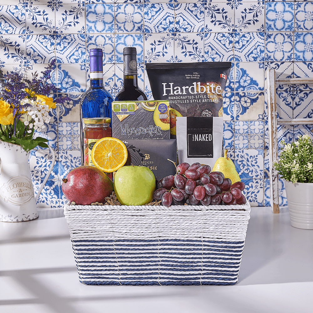 Luxurious Fresh Delights Passover Gift Basket, kosher wine gift, kosher wine, kosher gift, kosher, fruit gift, fruit, USA delivery