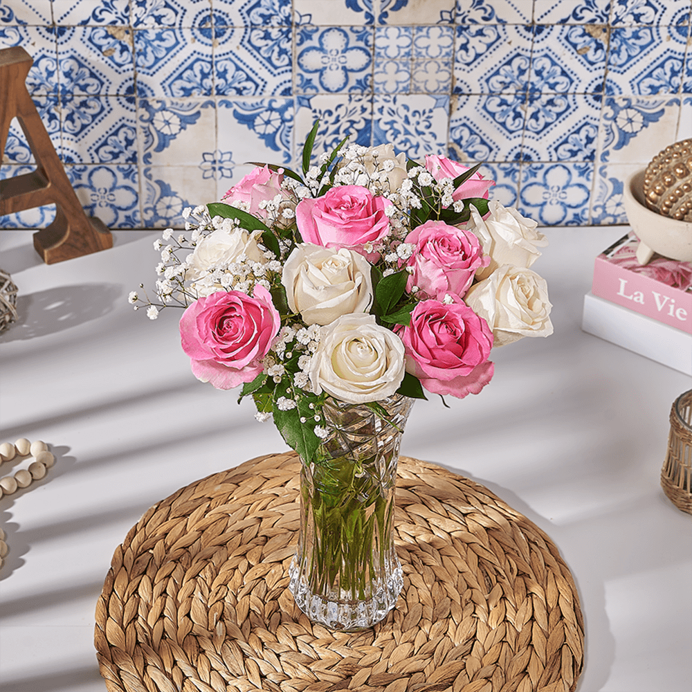 Pink & White Roses Bouquet, flower gift, flower, bouquet gift, bouquet, US delivery