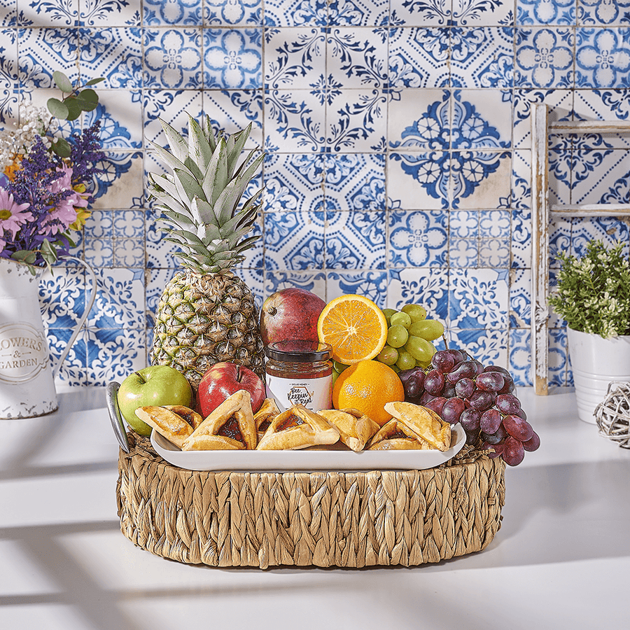 Purim Hamantaschen & Fruit Basket, fruit gift, fruit, kosher gift, kosher, USA delivery