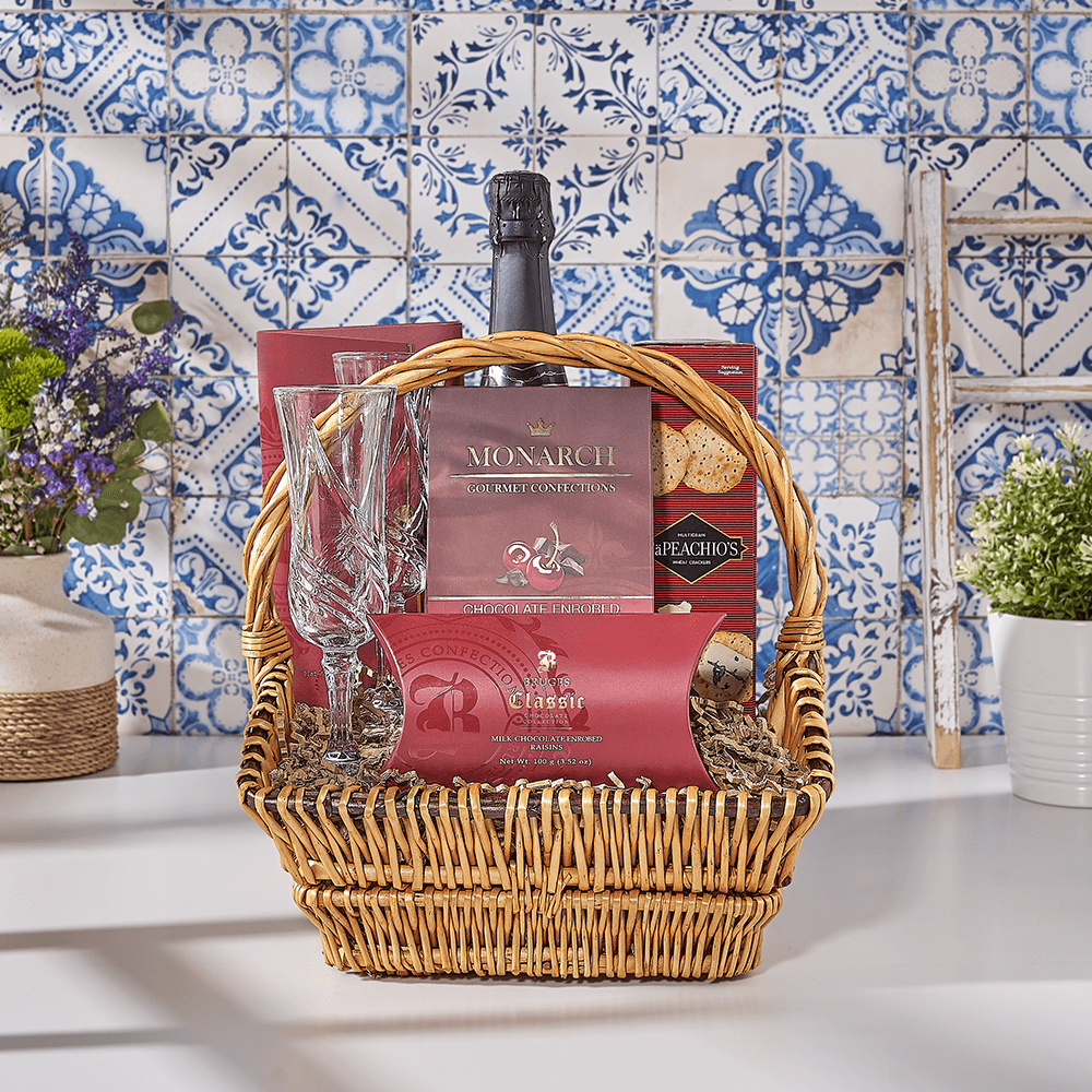 Purim Some More Champagne Gift Basket, kosher gift, kosher, champagne gift, champagne, sparkling wine gift, sparkling wine, USA delivery