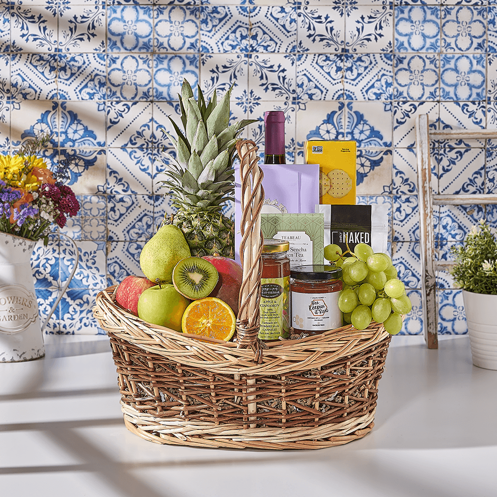 The Celebration For All Basket, kosher wine, kosher wine, wine gift, wine, kosher gift, kosher, fruit gift, fruit, USA delivery