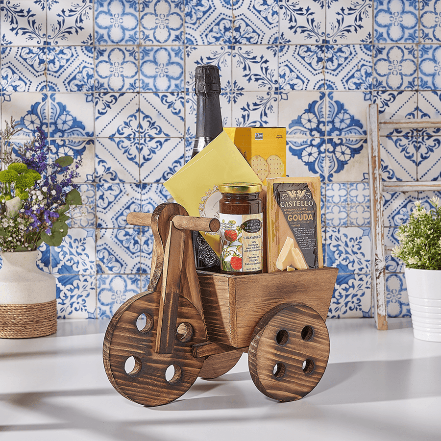 The Kosher Champagne Cart Gift Basket, champagne gift, champagne, sparkling wine gift, sparkling wine, kosher gift, kosher, USA delivery