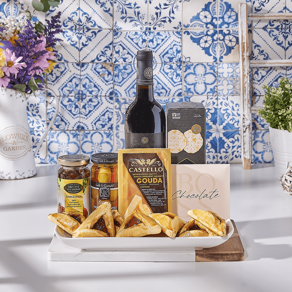 The Kosher Connoisseur Gift Basket, wine gift, wine, kosher gift, kosher, USA delivery