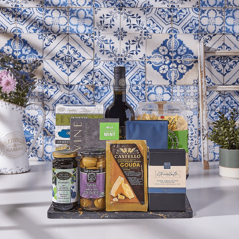 The Mediterranean Gift Set, wine gift, wine, pasta gift, pasta, kosher gift, kosher, kosher wine gift, kosher wine, USA delivery