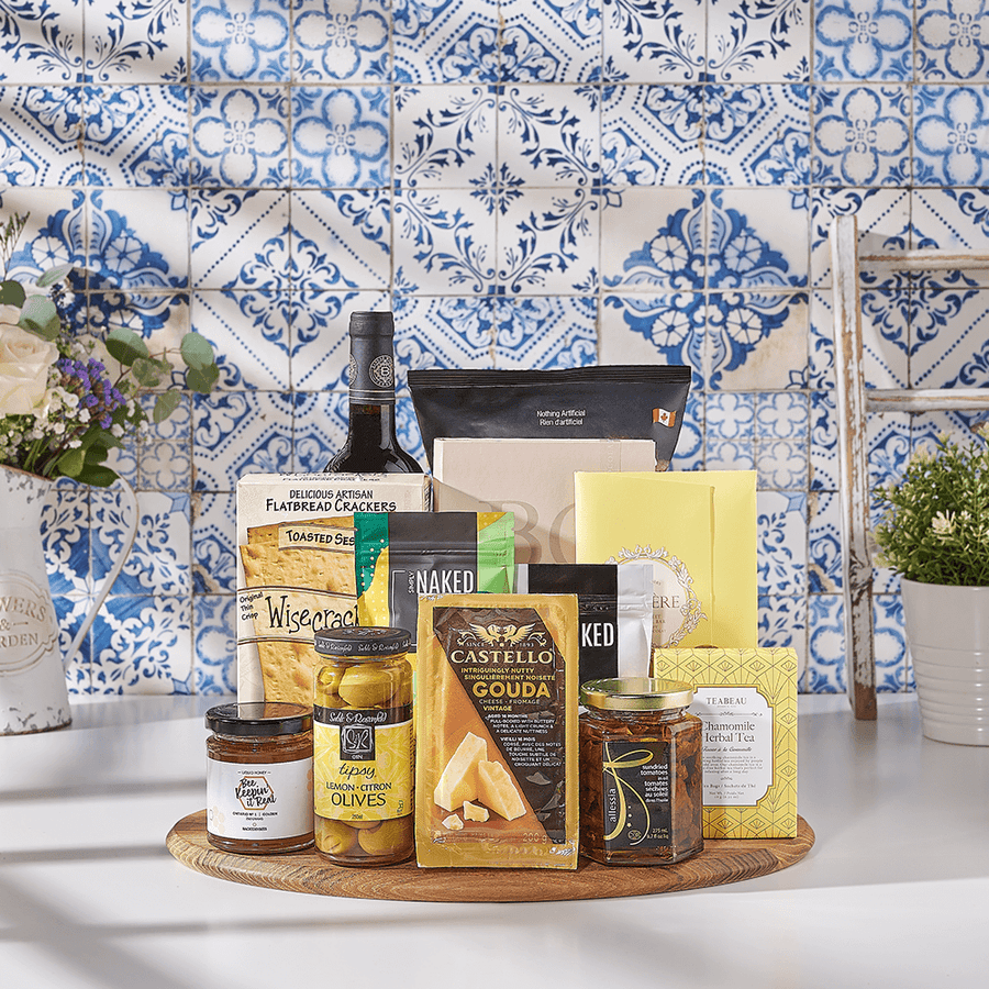 Wine & Snacks Basket, kosher wine gift, kosher wine, kosher gift, kosher, wine gift, wine, USA delivery