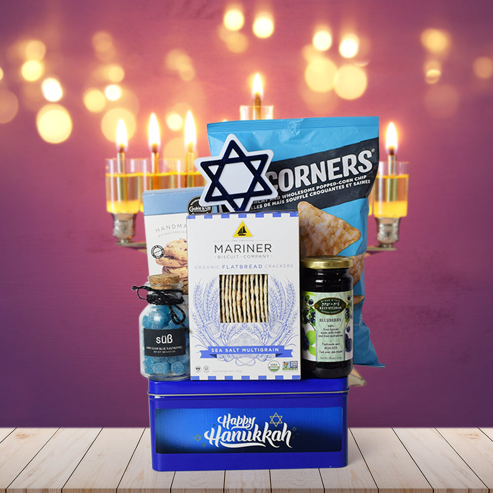 Happy Hanukkah Snacking Basket