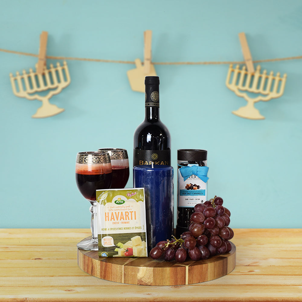 Kosher Wine, Cheese & Fruit Gift Basket